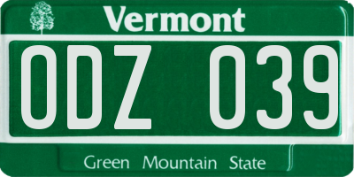 VT license plate ODZ039