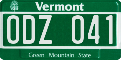 VT license plate ODZ041