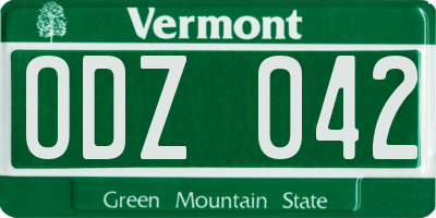 VT license plate ODZ042