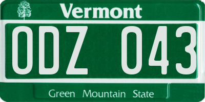 VT license plate ODZ043