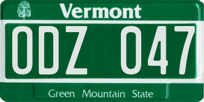 VT license plate ODZ047