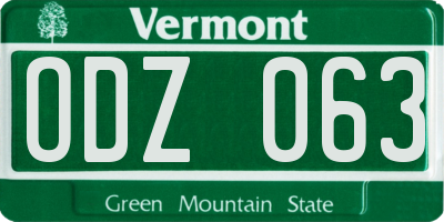VT license plate ODZ063
