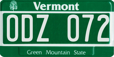 VT license plate ODZ072