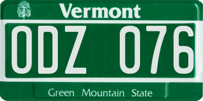 VT license plate ODZ076