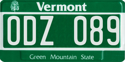 VT license plate ODZ089
