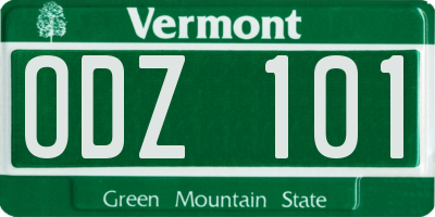 VT license plate ODZ101