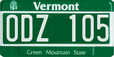 VT license plate ODZ105