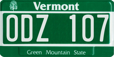 VT license plate ODZ107