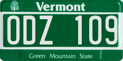 VT license plate ODZ109