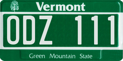 VT license plate ODZ111