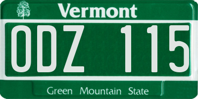 VT license plate ODZ115
