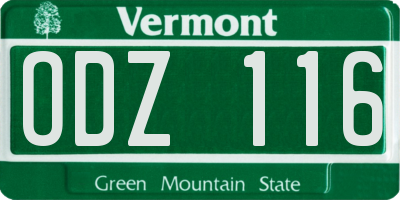 VT license plate ODZ116