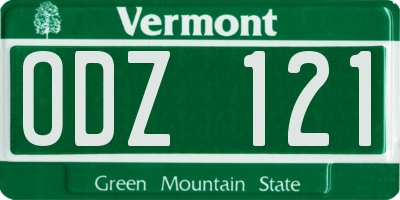 VT license plate ODZ121