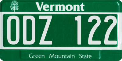 VT license plate ODZ122