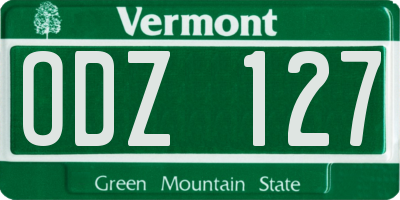 VT license plate ODZ127