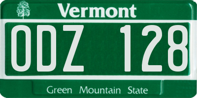 VT license plate ODZ128