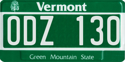 VT license plate ODZ130