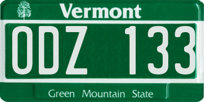 VT license plate ODZ133