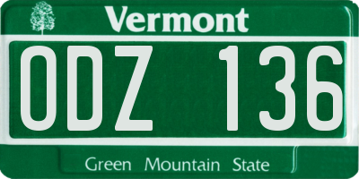 VT license plate ODZ136