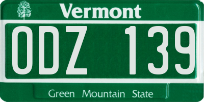 VT license plate ODZ139