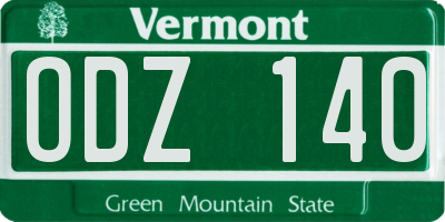 VT license plate ODZ140