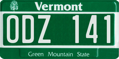 VT license plate ODZ141