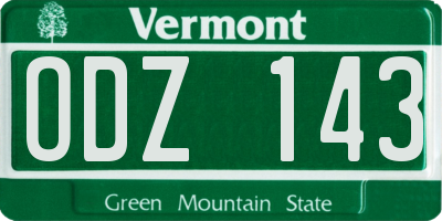 VT license plate ODZ143