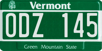 VT license plate ODZ145