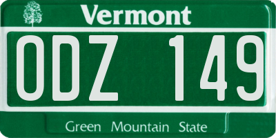 VT license plate ODZ149