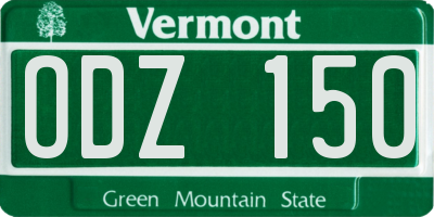 VT license plate ODZ150