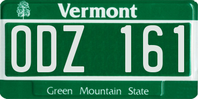 VT license plate ODZ161