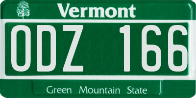 VT license plate ODZ166