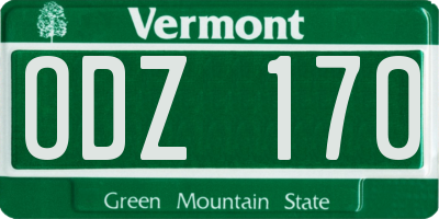 VT license plate ODZ170
