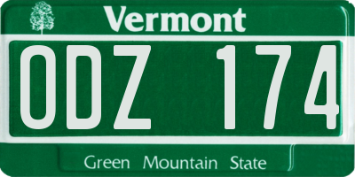 VT license plate ODZ174