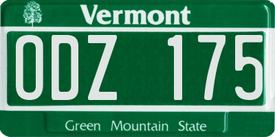 VT license plate ODZ175