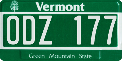 VT license plate ODZ177