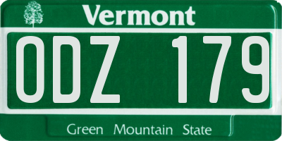 VT license plate ODZ179