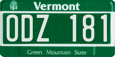 VT license plate ODZ181