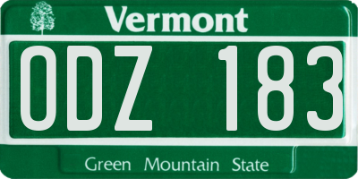 VT license plate ODZ183