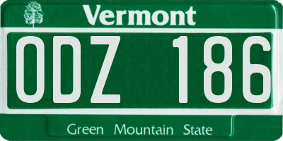 VT license plate ODZ186