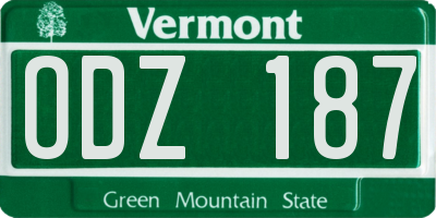 VT license plate ODZ187