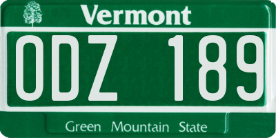 VT license plate ODZ189