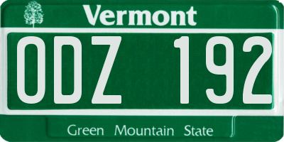 VT license plate ODZ192