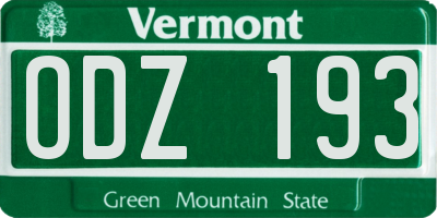 VT license plate ODZ193