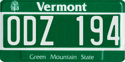 VT license plate ODZ194