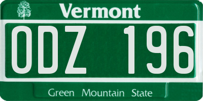 VT license plate ODZ196