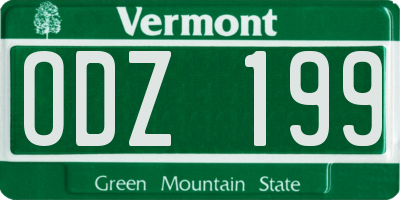 VT license plate ODZ199