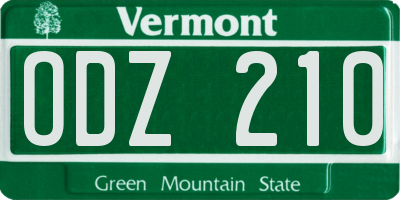 VT license plate ODZ210