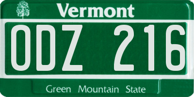 VT license plate ODZ216