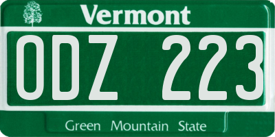 VT license plate ODZ223